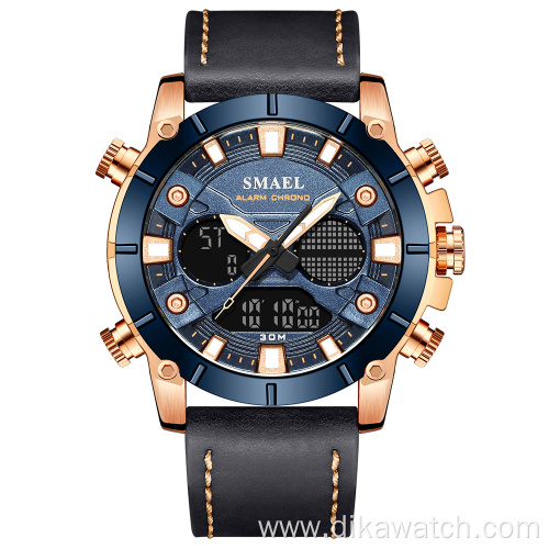 New Fashion Brand SMAEL Men Watch Leather Strap